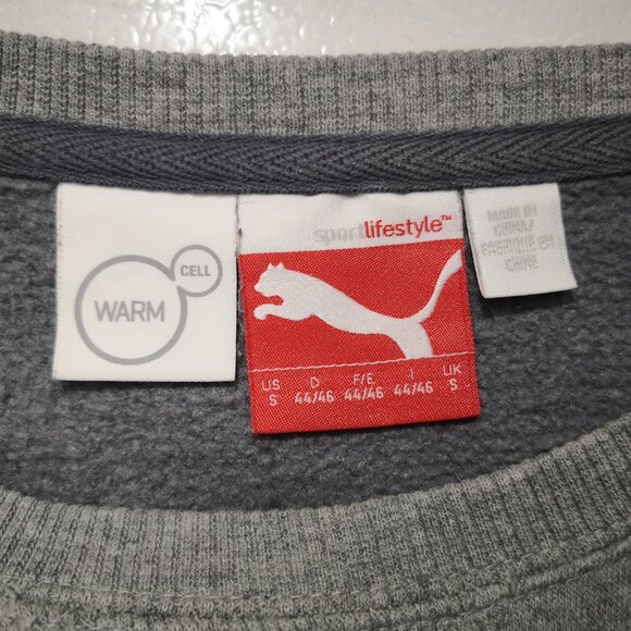 Puma Sport Lifestyle Men's Size Small Grey Fleece Lined Warm Cell Sweatshirt - Picture 3 of 10